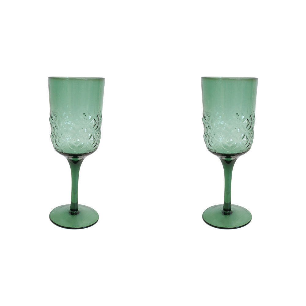 LVD Stemmed Mist 19cm Red Wine Glass Cup Party Glassware Goblet Barware Green (2 Pack)