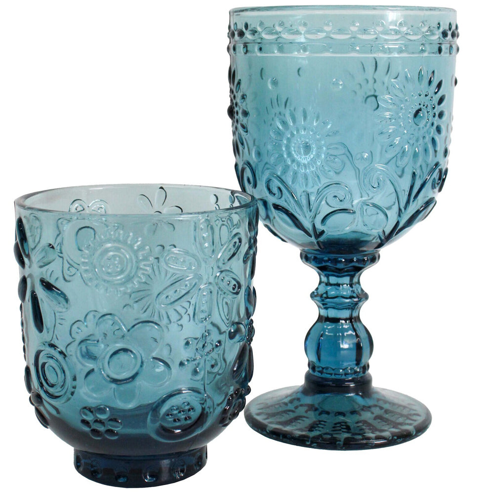 LVD Garden 10cm Glass Tumbler Drink Cocktail Cup Glassware Smoke Blue (2 Pack)