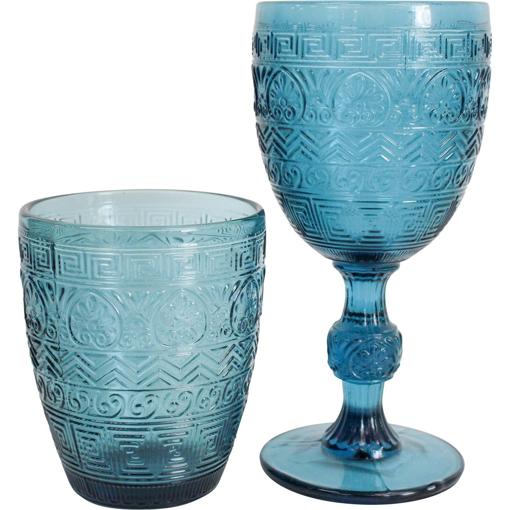 LVD Stemmed Hamptons Festive Royal 17cm Red Wine Glass Glassware Cup Blue (2 Pack)