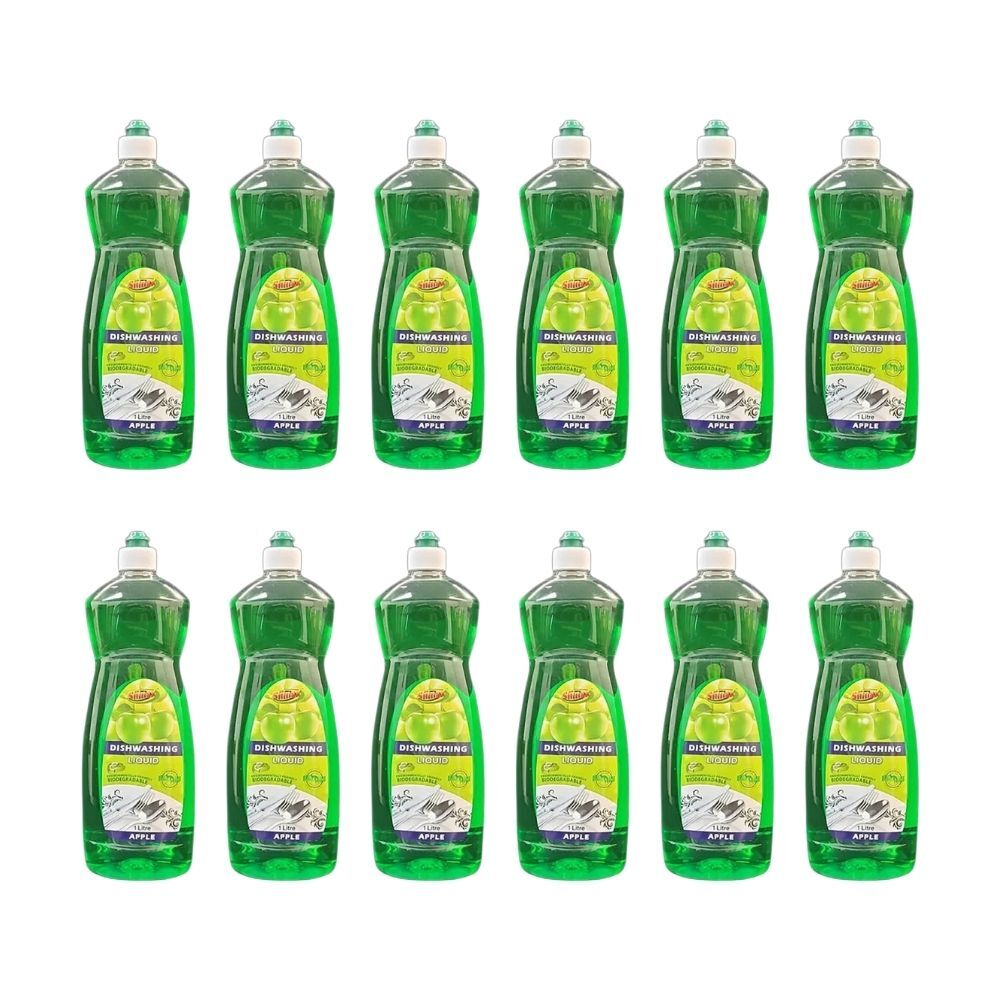 Shinax Scented Dishwashing Liquid Detergent Apple 1L Dish Cleaning Soap (12 Pack)