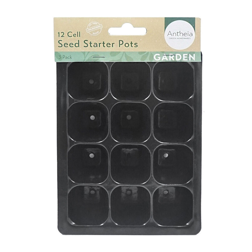 Antheia 3pc Antheia 12 Cell Seed Gardening Starter Pots Planter Pack Black (12 Pack) — image 2