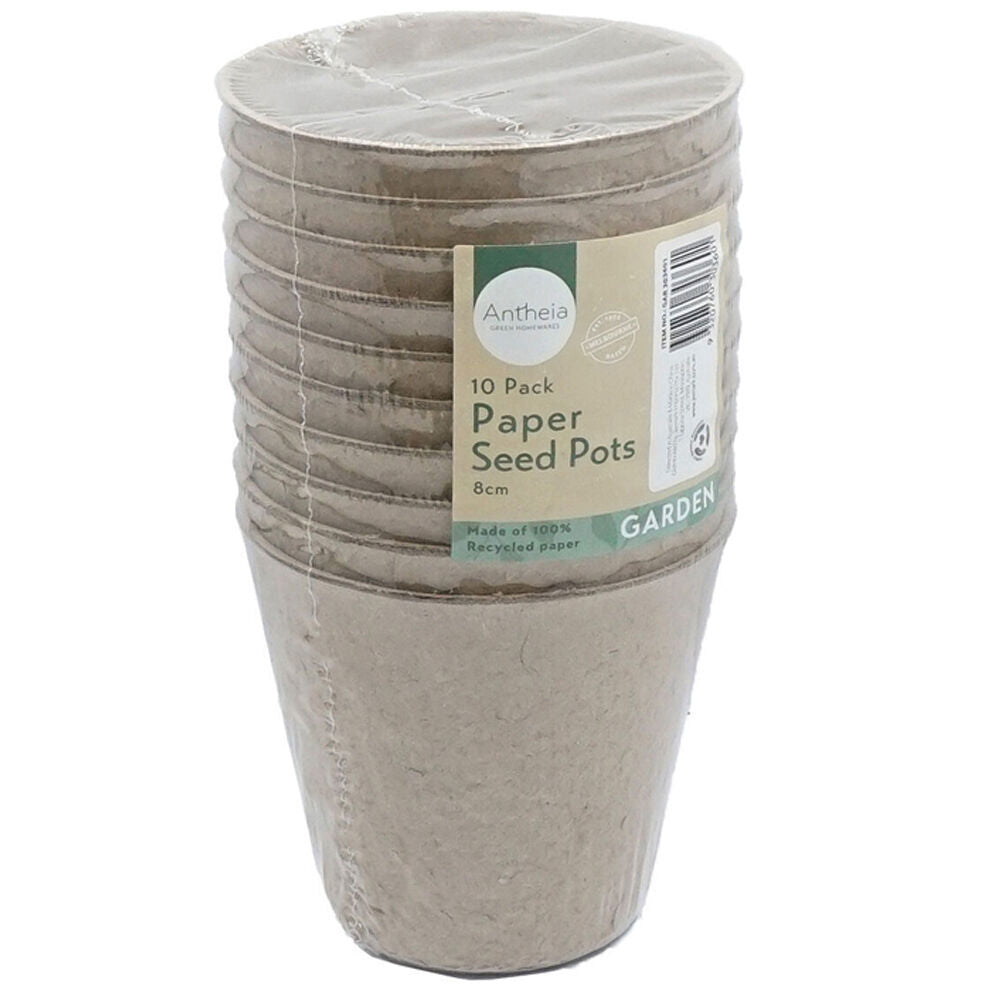 Antheia 10pc Antheia Eco Round Recycled Paper Seed Pots Planter Pack 8cm Brown (12 Pack) — image 2