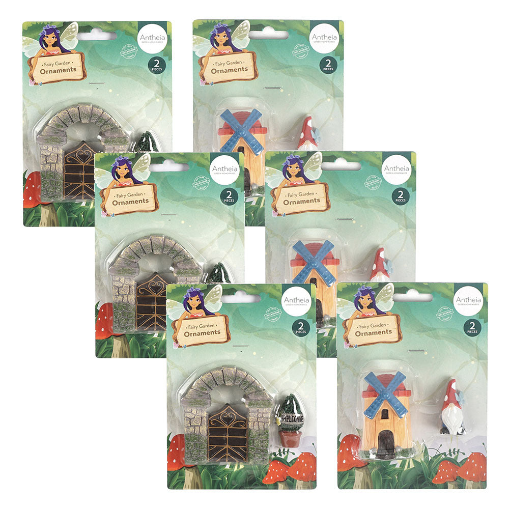 Antheia Green Homewares Fairy Garden Ornaments Assorted (6 Pack)