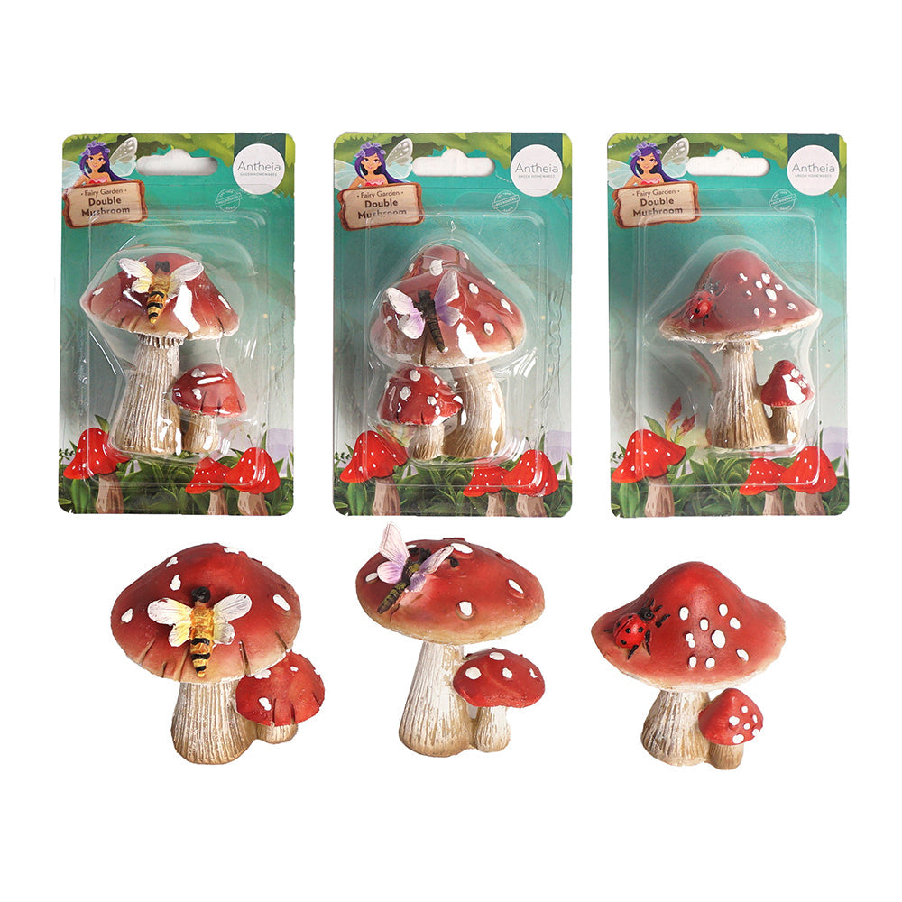 Antheia Green Homewares Plant/Pot Decor Fairy Garden Dbl Mushroom Assorted — image 2