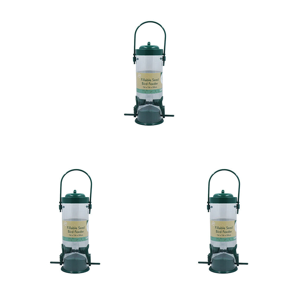 Antheia Green Homewares Garden Fillable Seed Bird Feeder Dark Green 20cm (3 Pack)