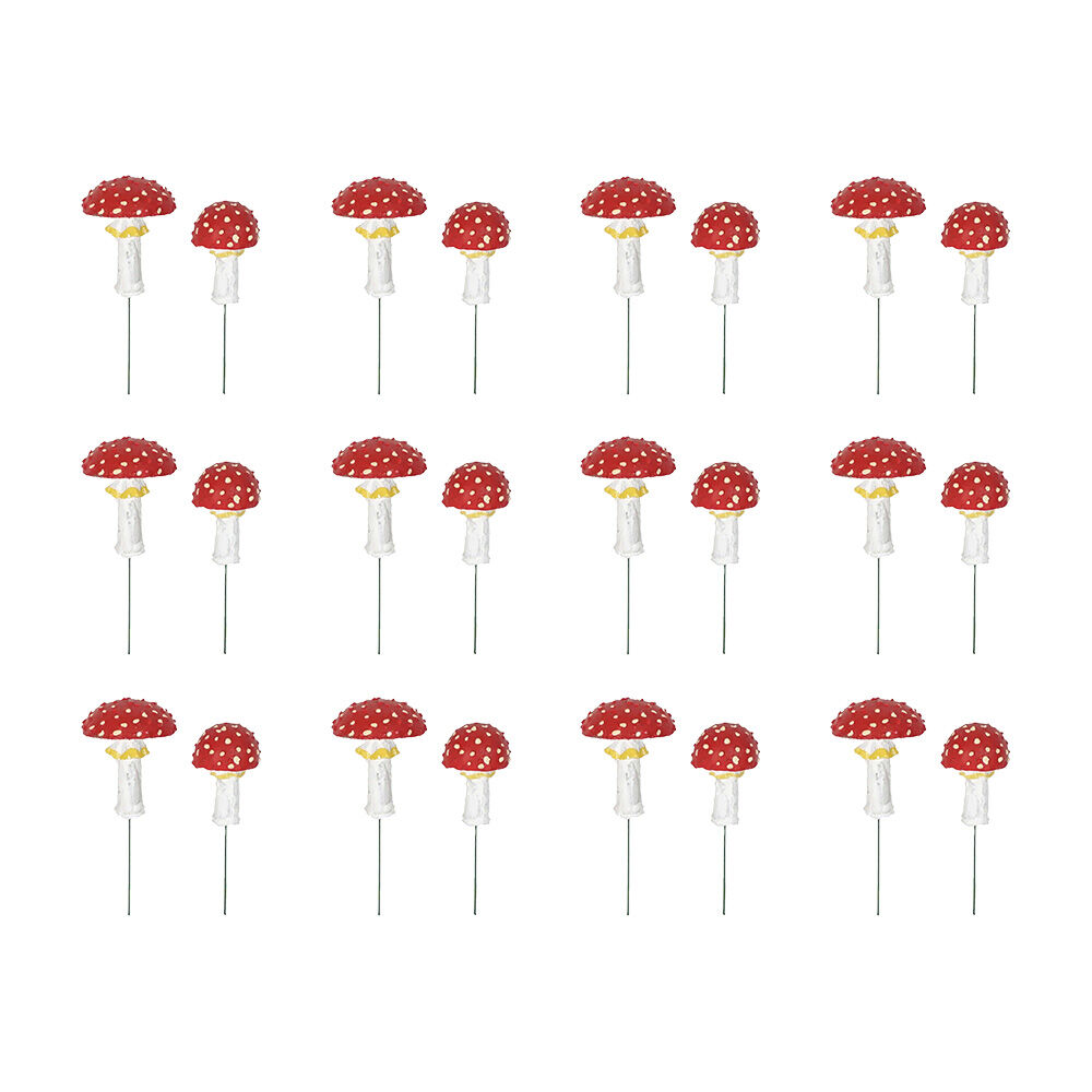 Antheia Green Homewares Resin Garden Decor Fairy Garden Mushroom 19cm (24 Pieces)