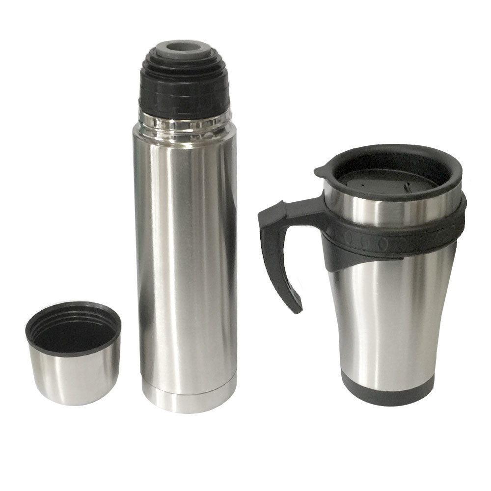 Generic Stainless Steel Flask 450ml Mug & 500ml Bottle Set w/ Double Wall Vacuum