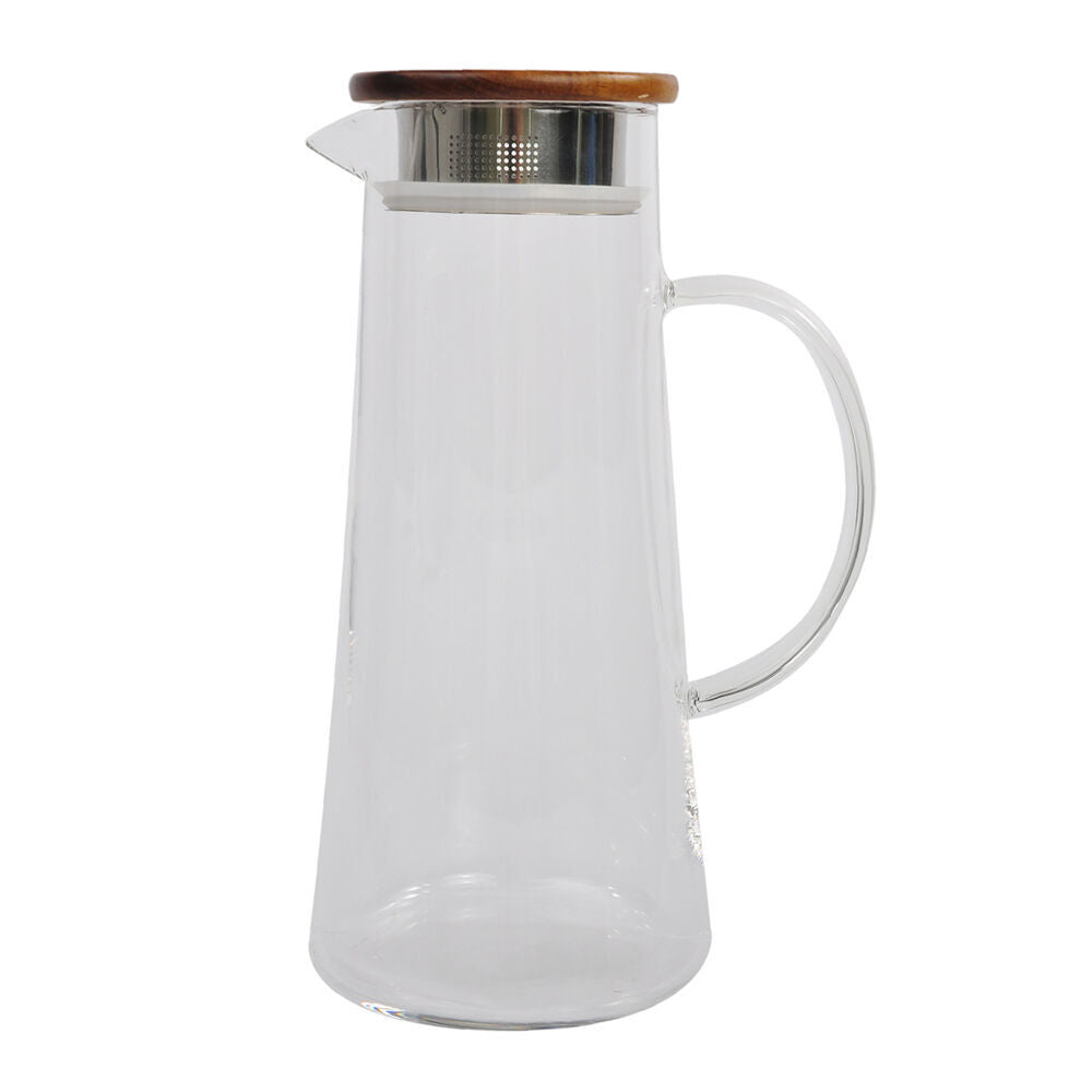 NF Living Acacia Lidded Glass Jug 1450ml Elegant Dinnerware/Serveware Clear (2 Pack) — image 2