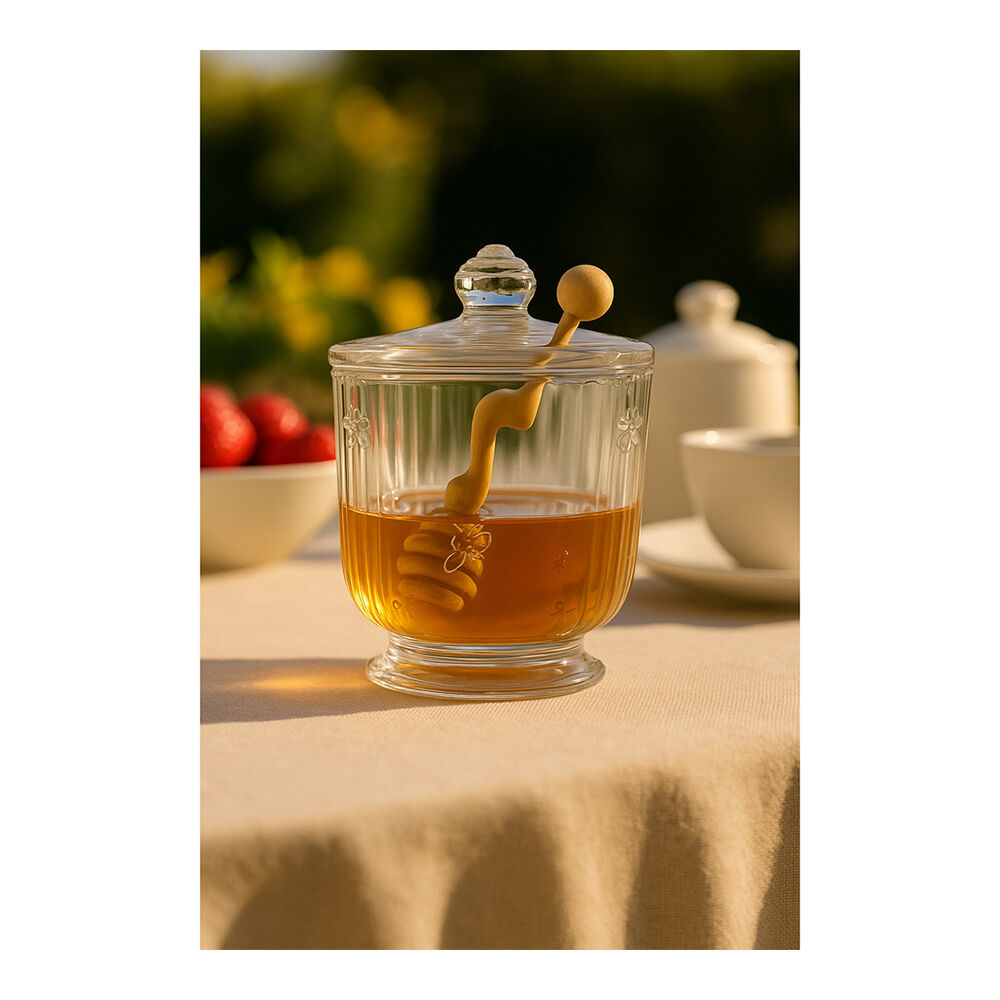 NF Living Honey Vessel 350ml 9.5x11.5cm Glass Jar Kitchen Organisers Clear — image 2