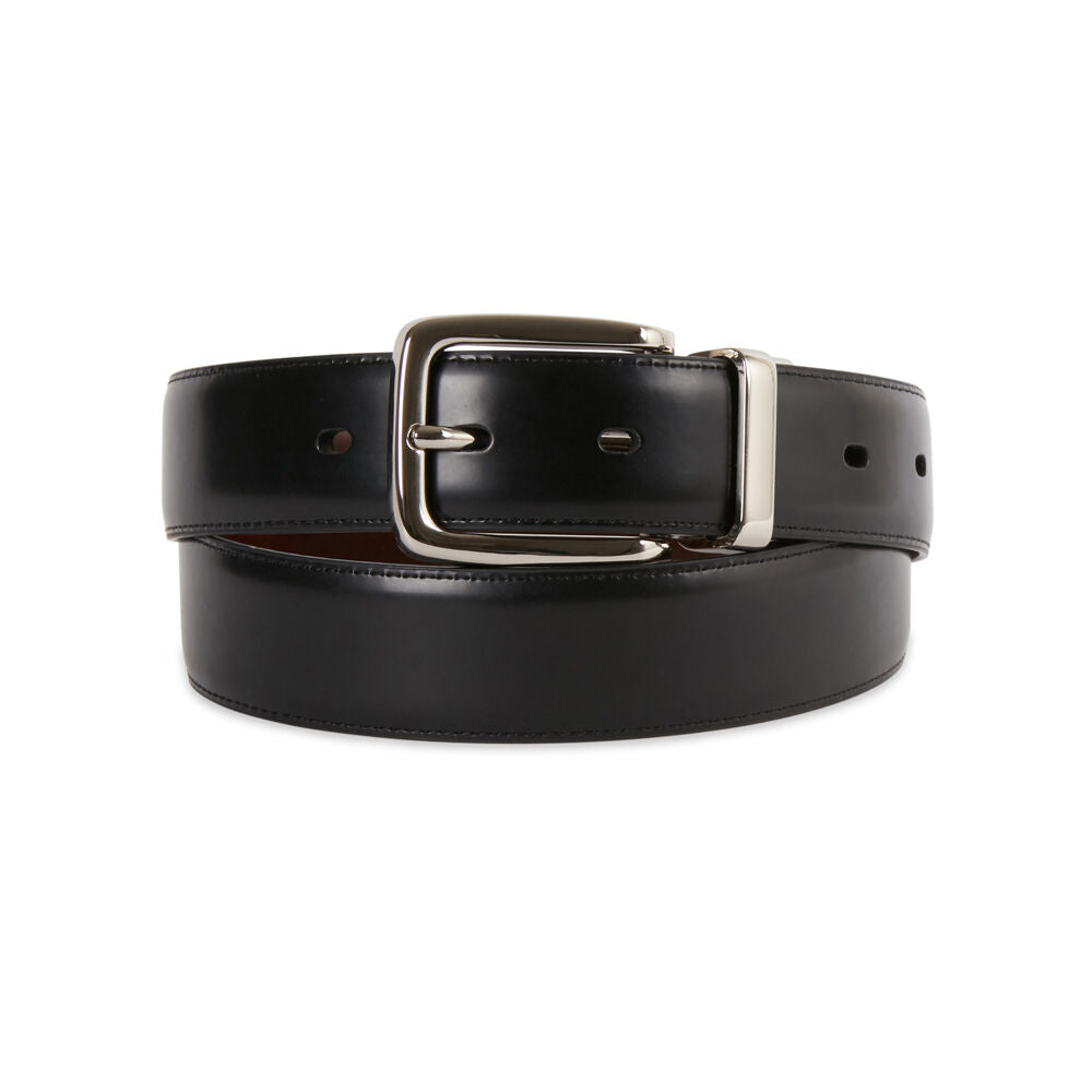 Geoffrey Beene Leather Pin Buckle Revo Belt - Chocolate/Black — image 2