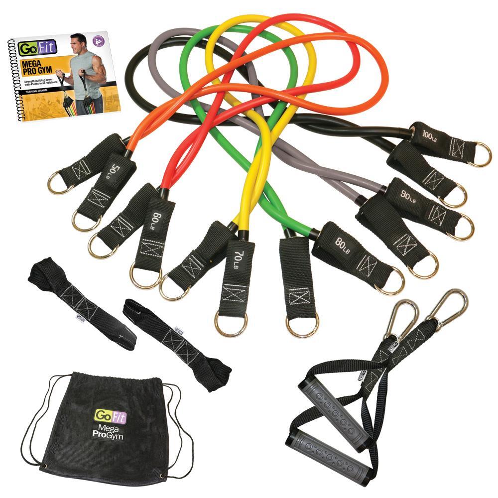 Gofit Mega Pro Portable Gym/Sports Fitness Training Workout Resistance Tubes Set
