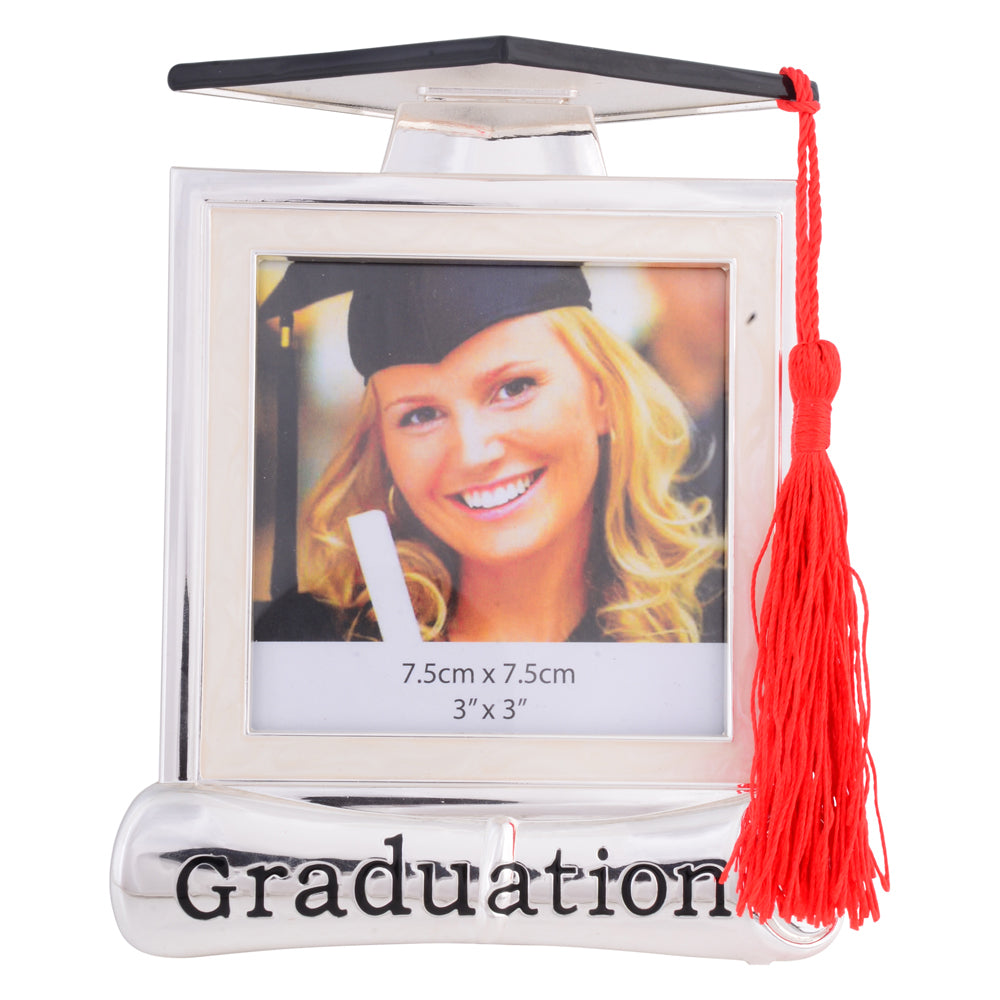 Gibson Gifts Graduation Hat 3x3'' Photo/Picture Frame Decor Rectangle Silver