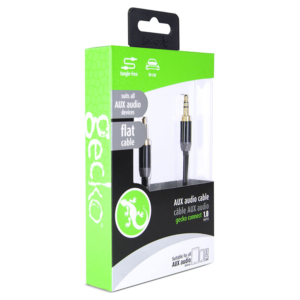 Gecko 1m Flat 3.5mm Male to M AUX Cable Gold Plated Audio Cord f/ Car/Phone BLK — image 4