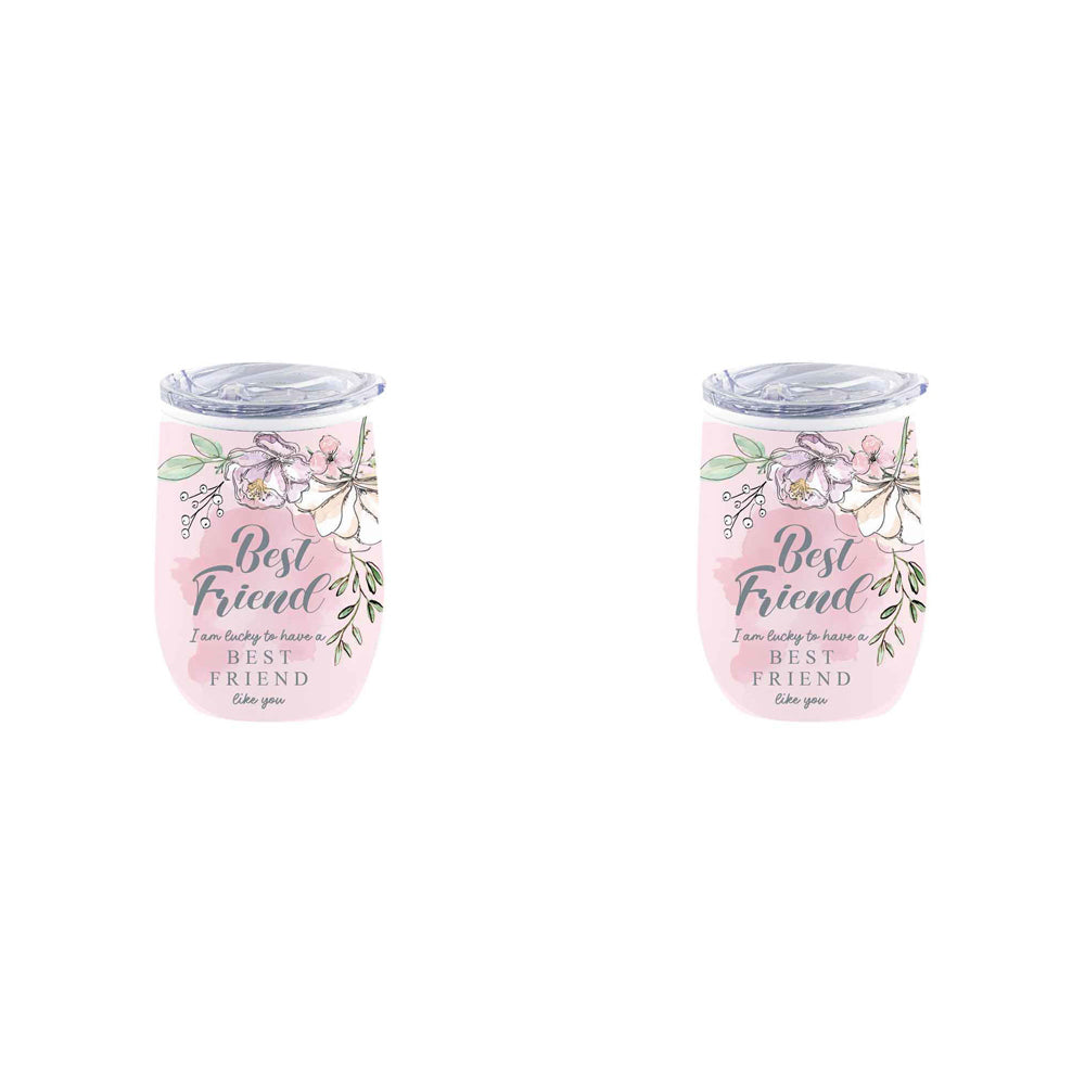 LMD Best Friend 360ml Stainless Steel Double Walled Tumbler Insulated Mug Pink (2 Pack)
