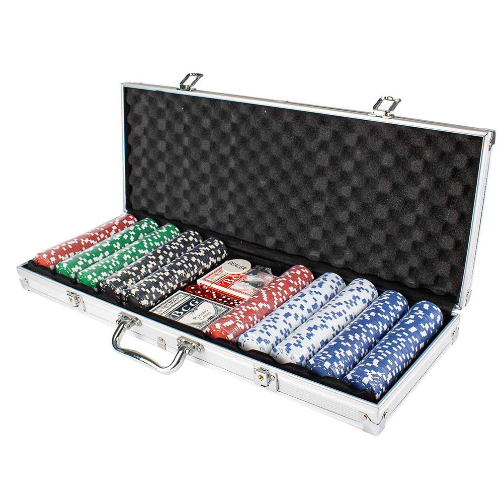 LMD Poker Chips And Case Novelty Tabletop Card Gambling Set Game 18yr+ (500 Pieces)