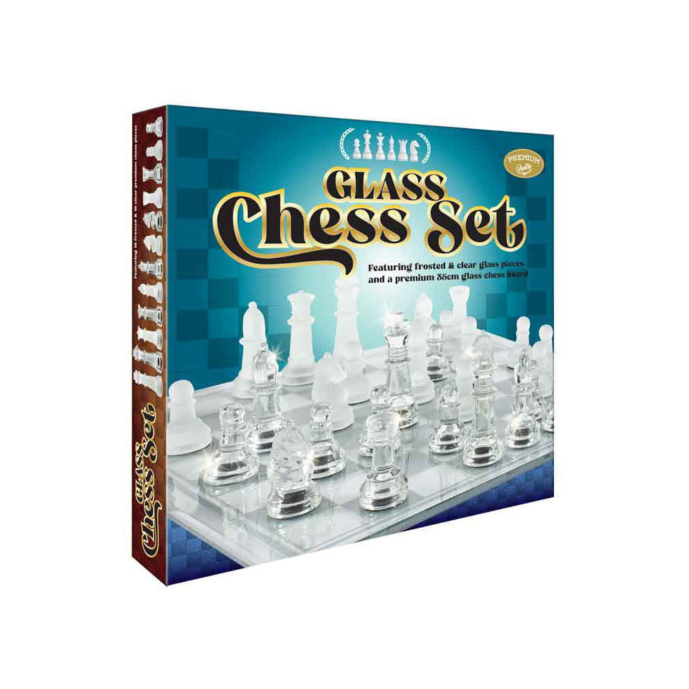 LMD Glass Chess 35cm Adult Tabletop/Desk Board Fun Strategy Game Set Frosted/Clear — image 2