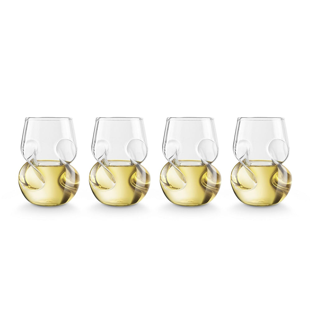 Final Touch 473ml Hand Crafted Conundrum Wine Stemless Glass Drinkware (4 Pieces) — White Clear