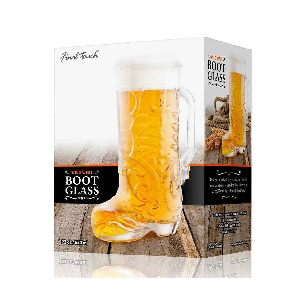 Final Touch 650ml/22oz Wild West Party Novelty Cowboy Boot Beer Stein Glass — image 2