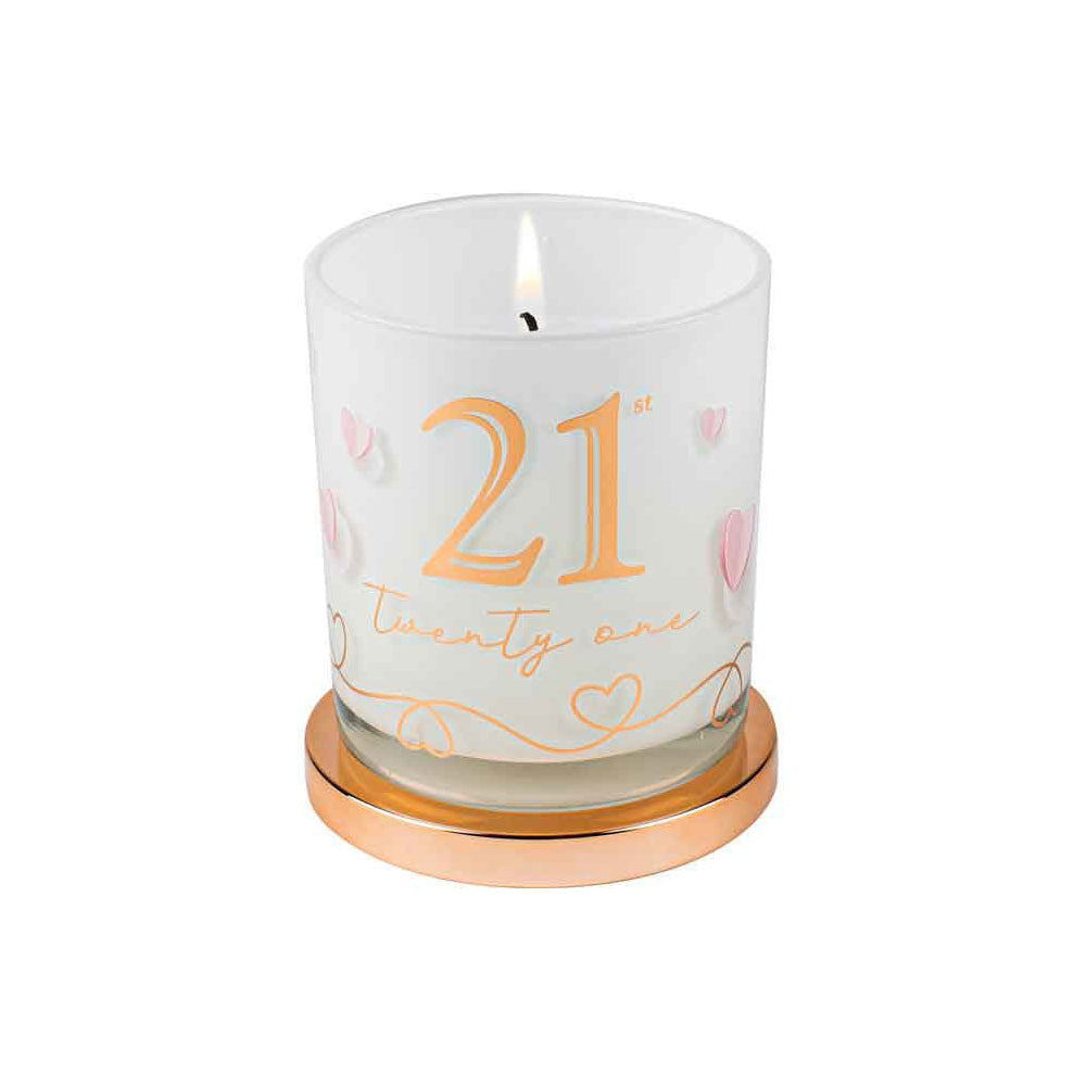 LMD 21st Birthday Party Candle Vanilla Scented Home Fragrance Round White/Gold 9cm