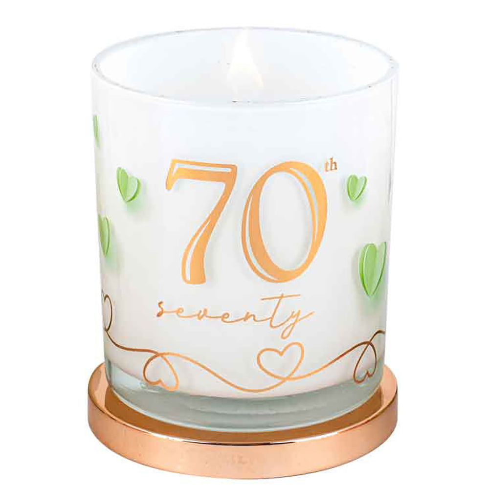 LMD 70th Candle Vanilla Scented Smell 45hr Burn Time 9 x 8cm Keepsake Gift Set