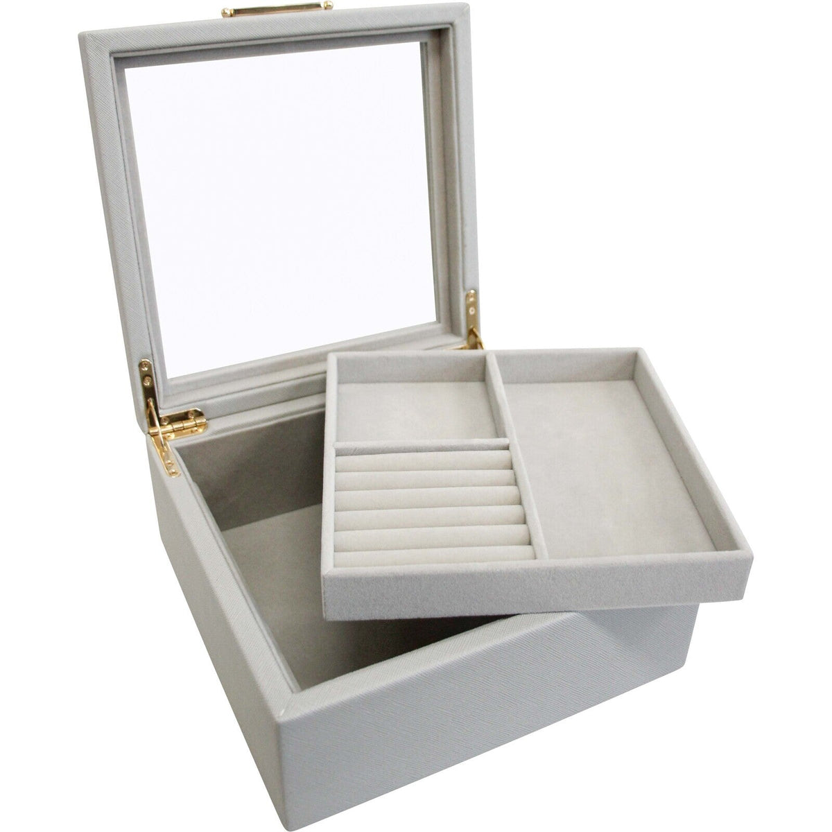 LVD MDF Glass 21x20.5cm Jewellery Box Storage Holder Display Organiser Square Dove