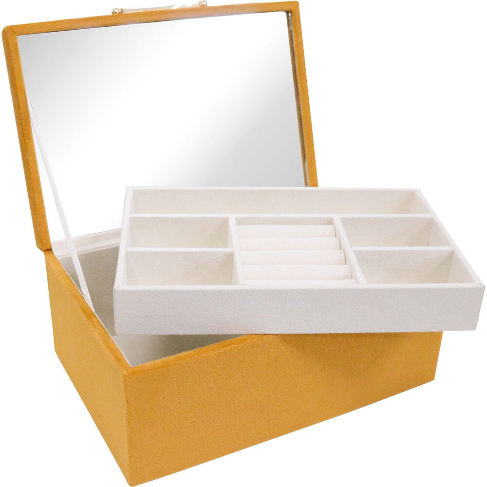 LVD Velvet Jewellery Accessories Storage Box Organiser 18.5x13cm Mustard