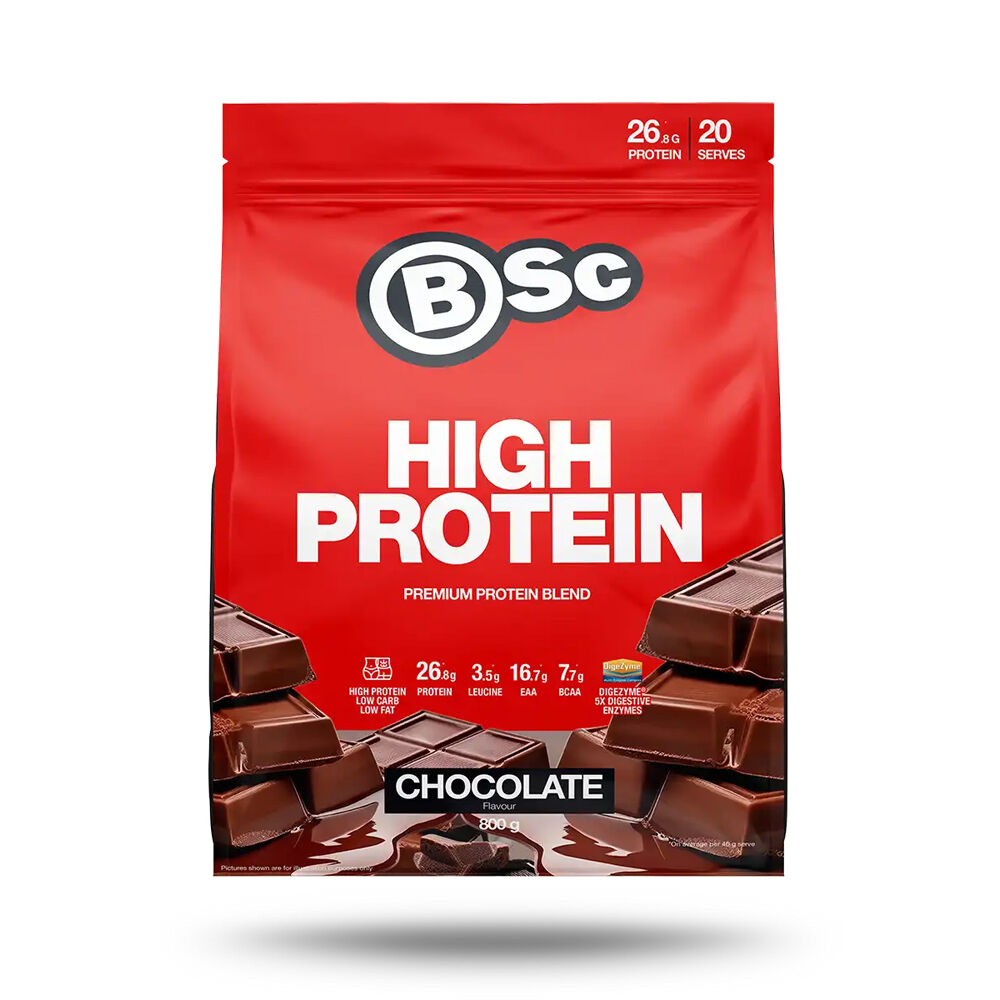 BSc 800g Chocolate 27g High Protein Low Carb Powder Post Workout 20 Serves