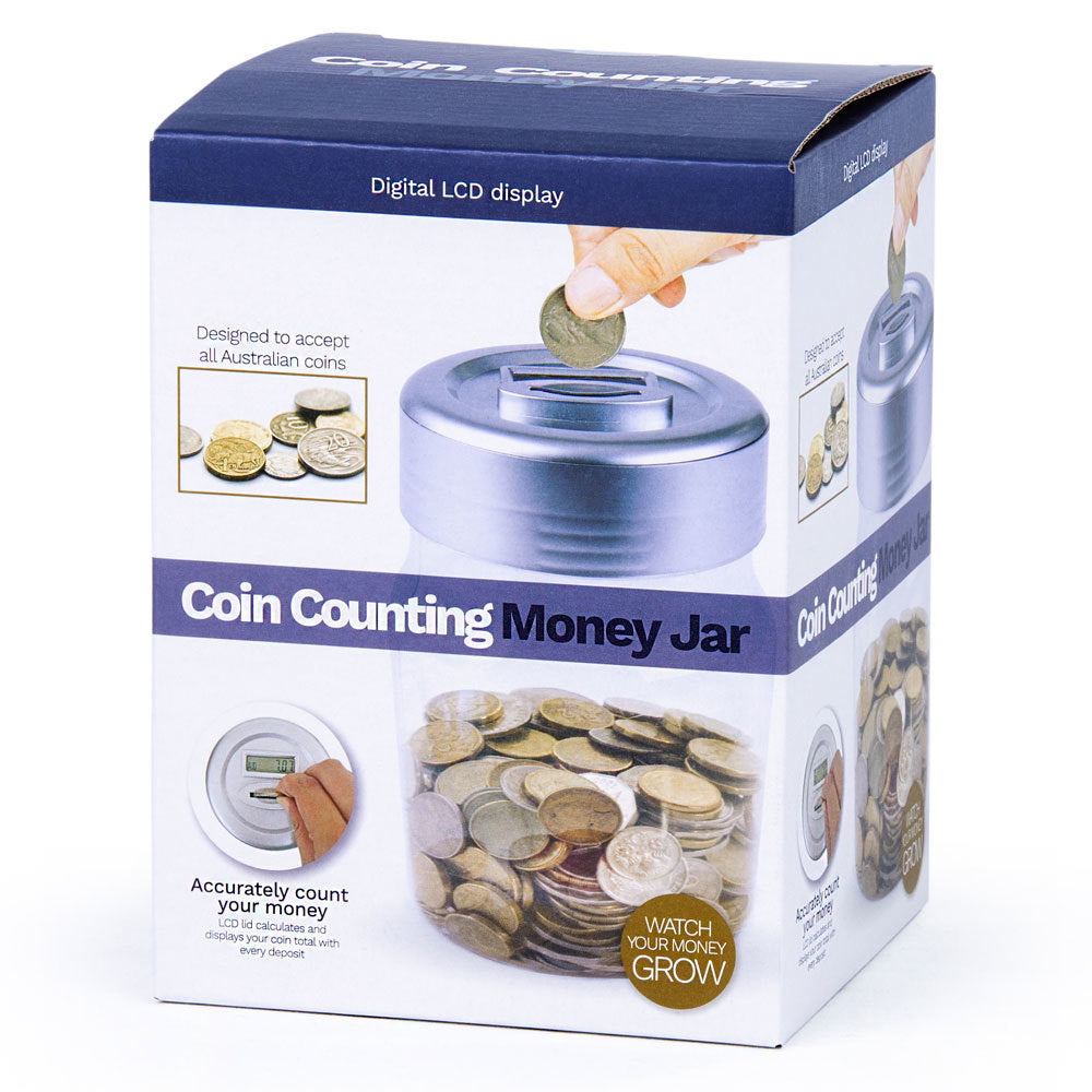 Uniwide Coin Counting AU Coins/Money Digital LCD Display Clear Piggy Bank Counter Jar