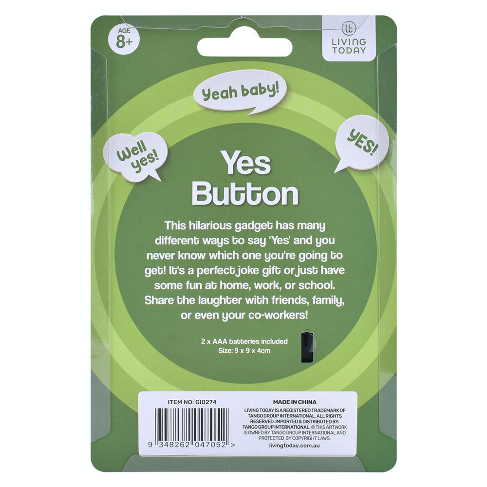 Living Today Yes! Sound Effect Novelty Joke Talking Response Button Toy 8+