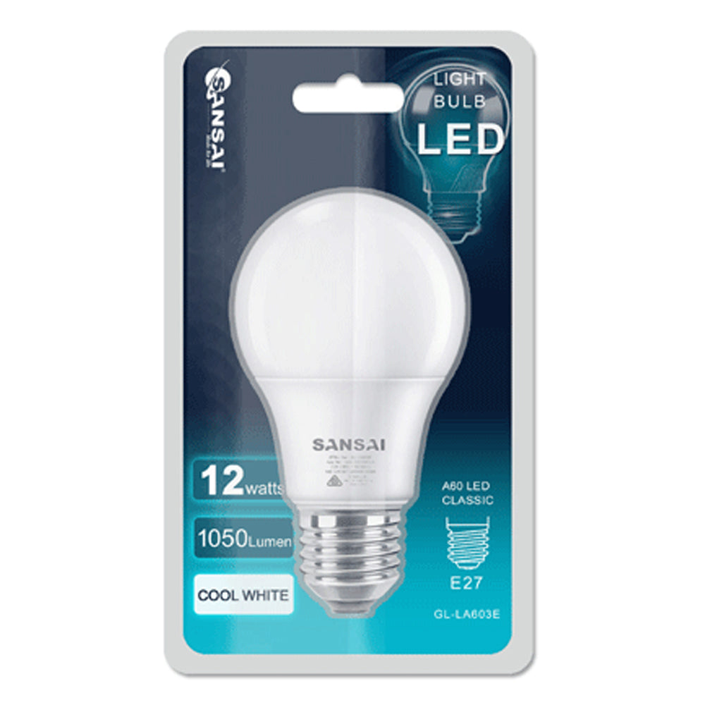 Sansai Home/Office LED 1050lm Screw In Light Bulb A60 12W E27 Cool White 6500K — image 2