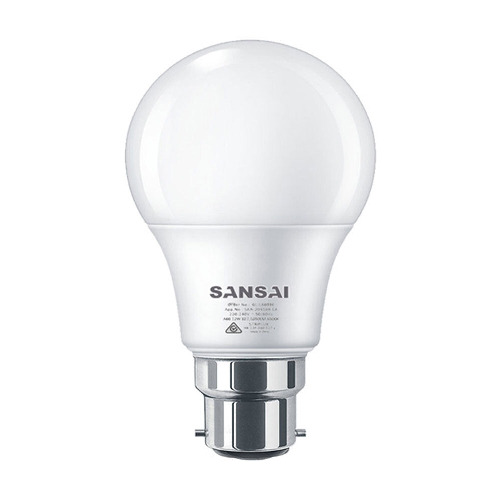 Sansai Home/Office LED 1050lm Light Bulb A60 12W B22 Bayonet Cool White 6500K