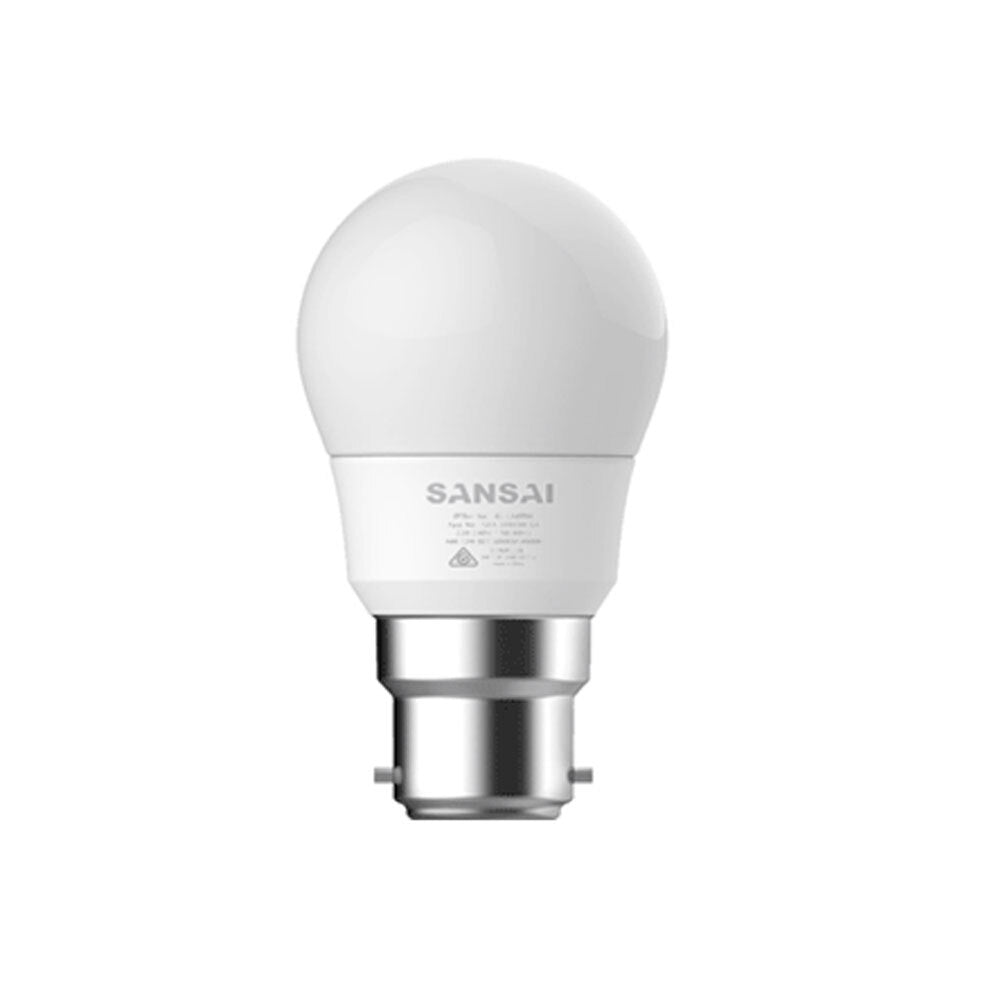 Sansai Fancy Round LED 425lm Light Bulb G45 5W B22 Bayonet Cool White 6500K
