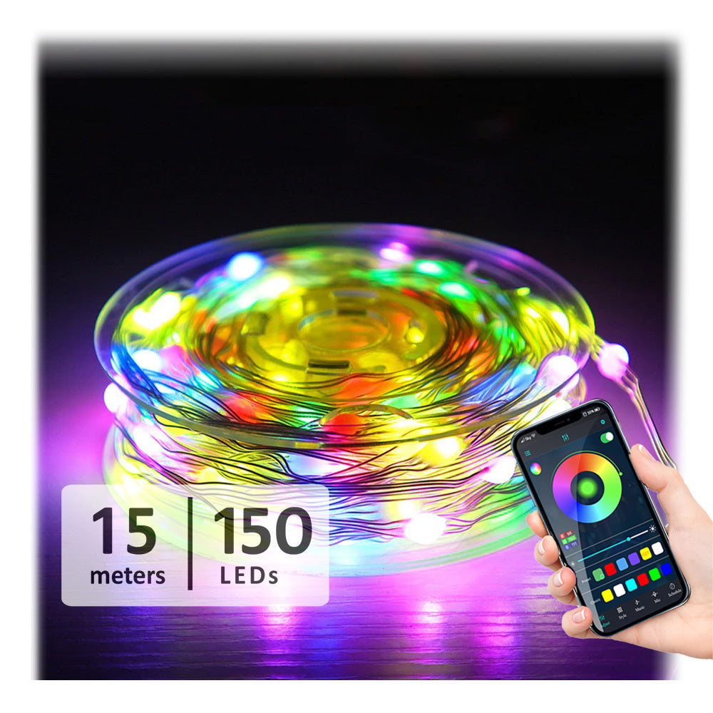 Sansai 15m RGB LED Bluetooth App Control Fairy Strip Party Lights IP65 w/Remote — image 2