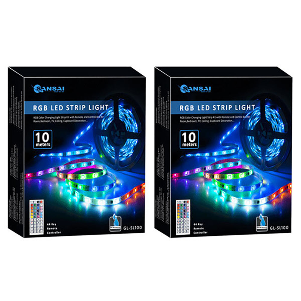 Sansai 10m USB Powered RGB LED Strip Light Monitor Backlight w/Remote Control (2 Pack)