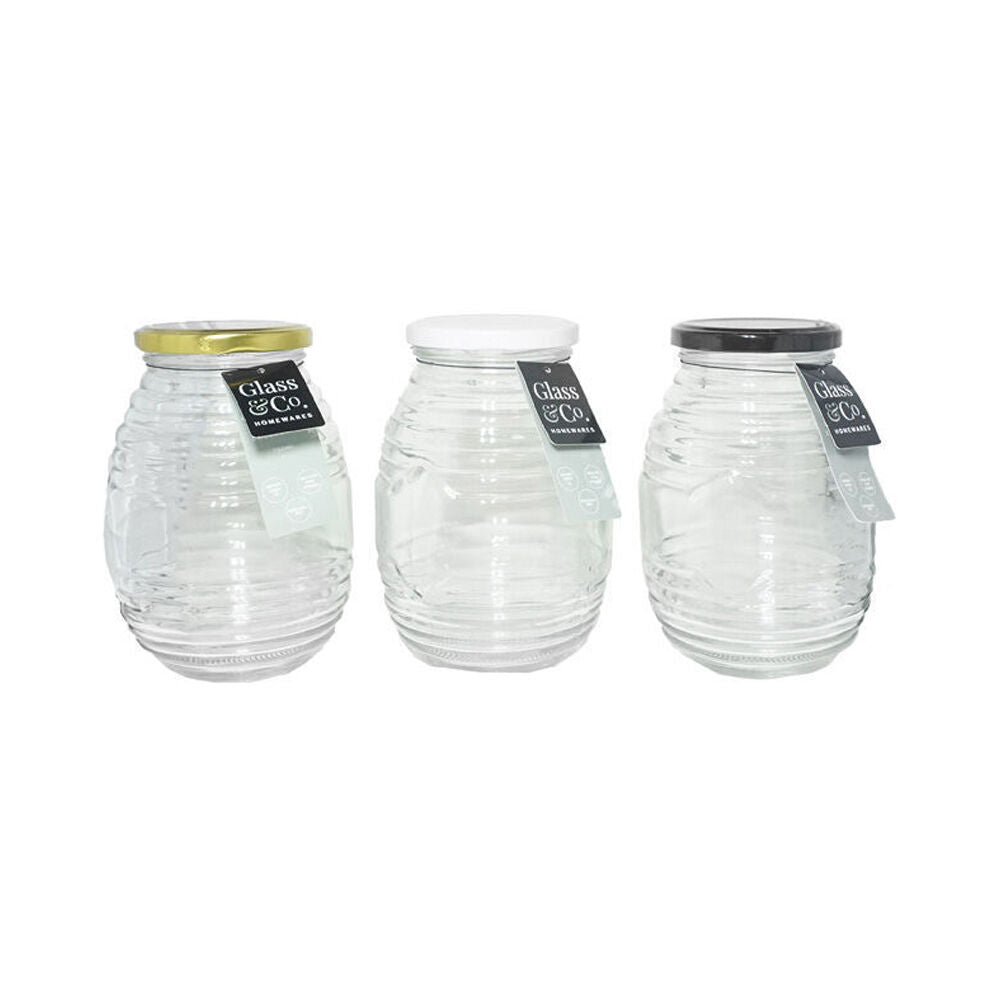 Glass & CO 750ml Clear Cleo Ribbed Large Round Screw Lid Jar Assorted — image 2