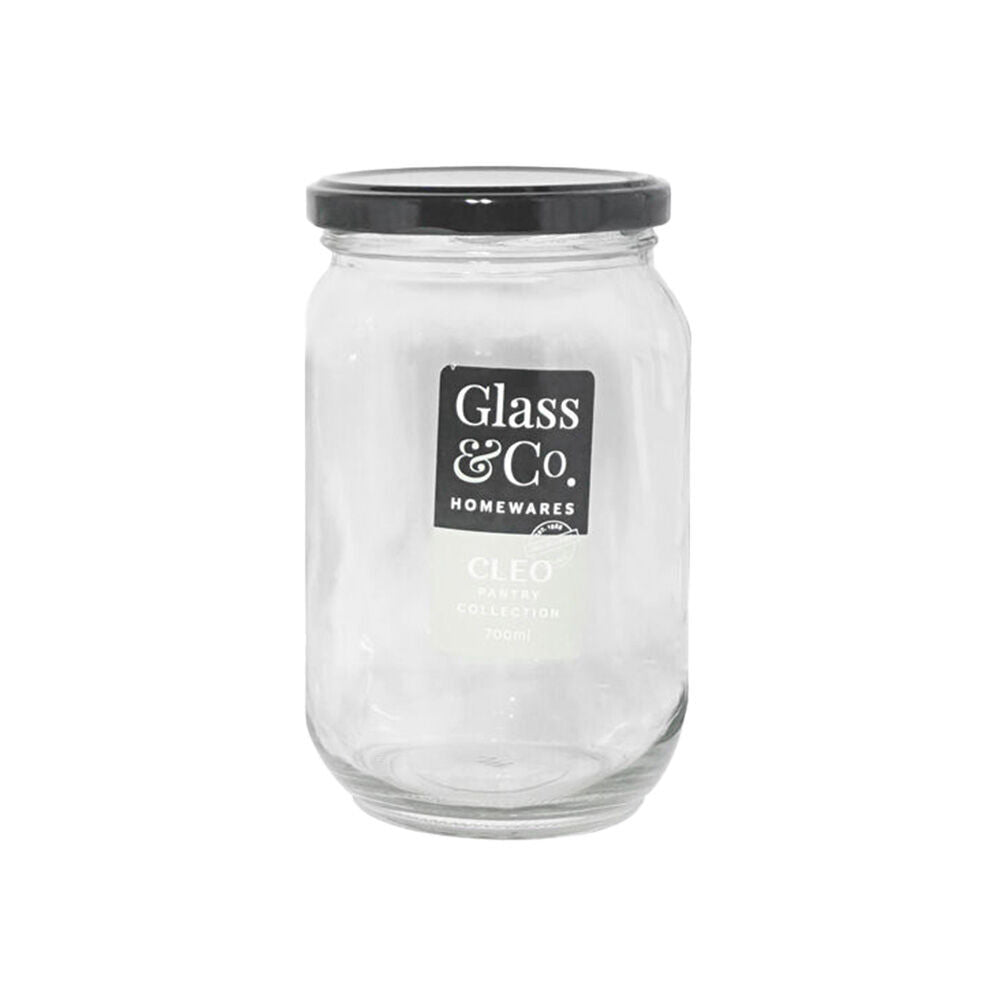Glass & CO Cleo Round Large Glass Jar Assorted Black/Gold/White 700ml (36 Pack)