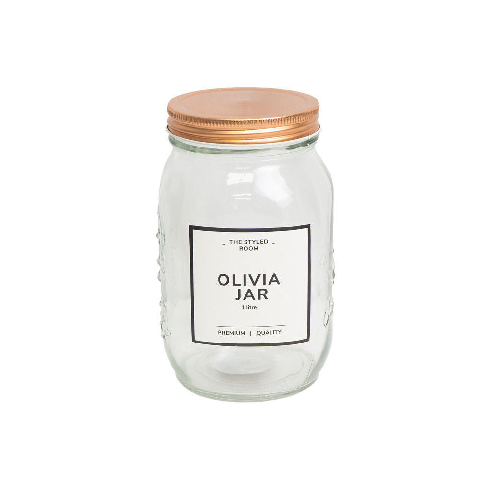 The Styled Room Olivia Glass Preserve Jar Food Container Rose Gold 1000ml (6 Pack) — image 2