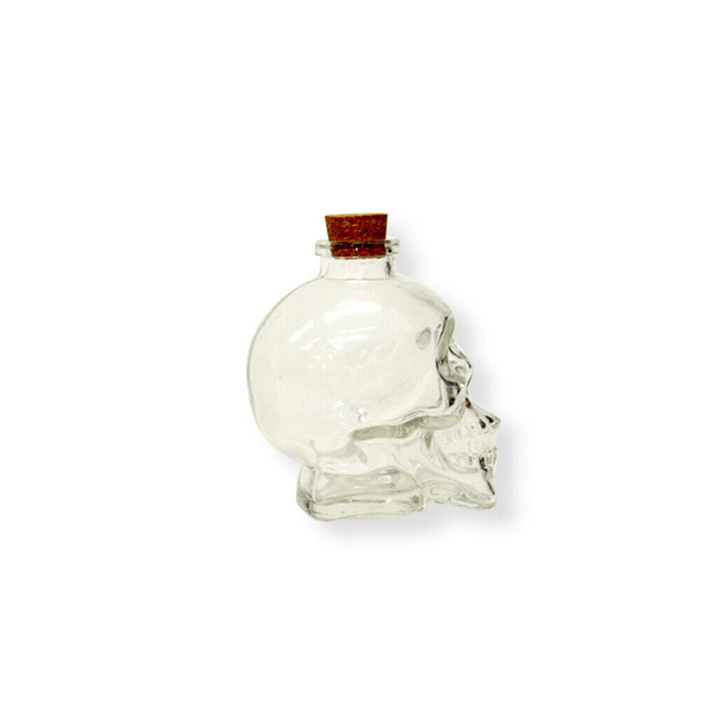 Glass & CO Small Glass Skull Wine/Whiskey Drinking Bottle w/ Cap Clear 180ml