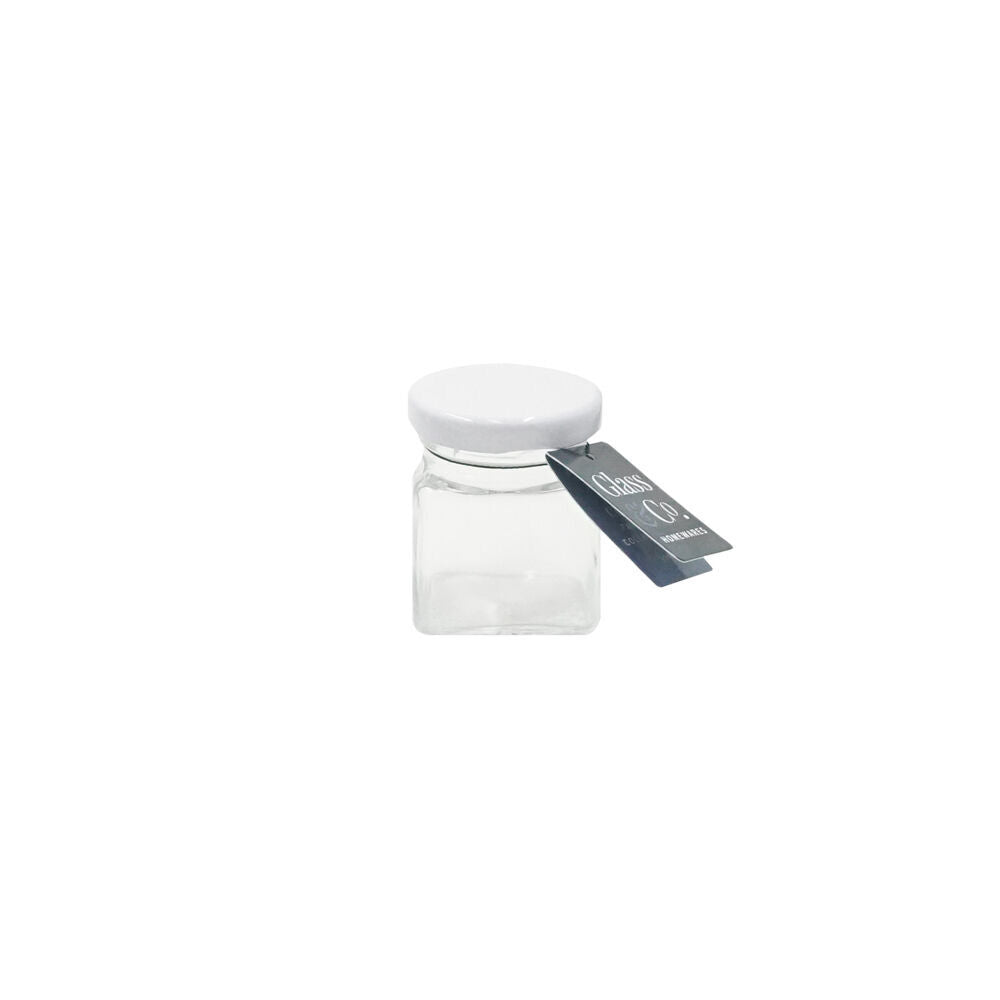 Glass & CO Cleo Square Mini Glass Jar Container Assorted Clear/White 50ml