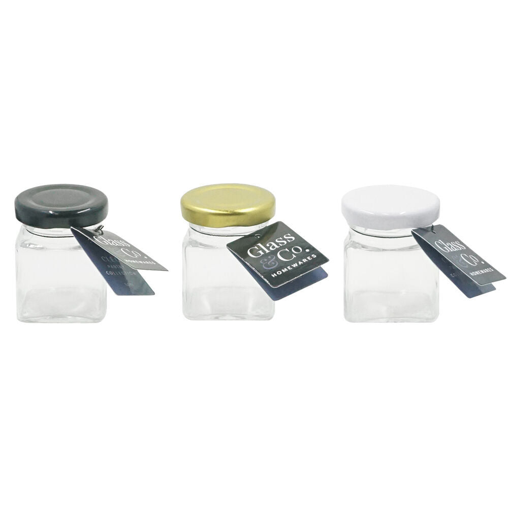 Glass & CO Cleo Square Mini Glass Jar Container Assorted Clear/White 50ml — image 4