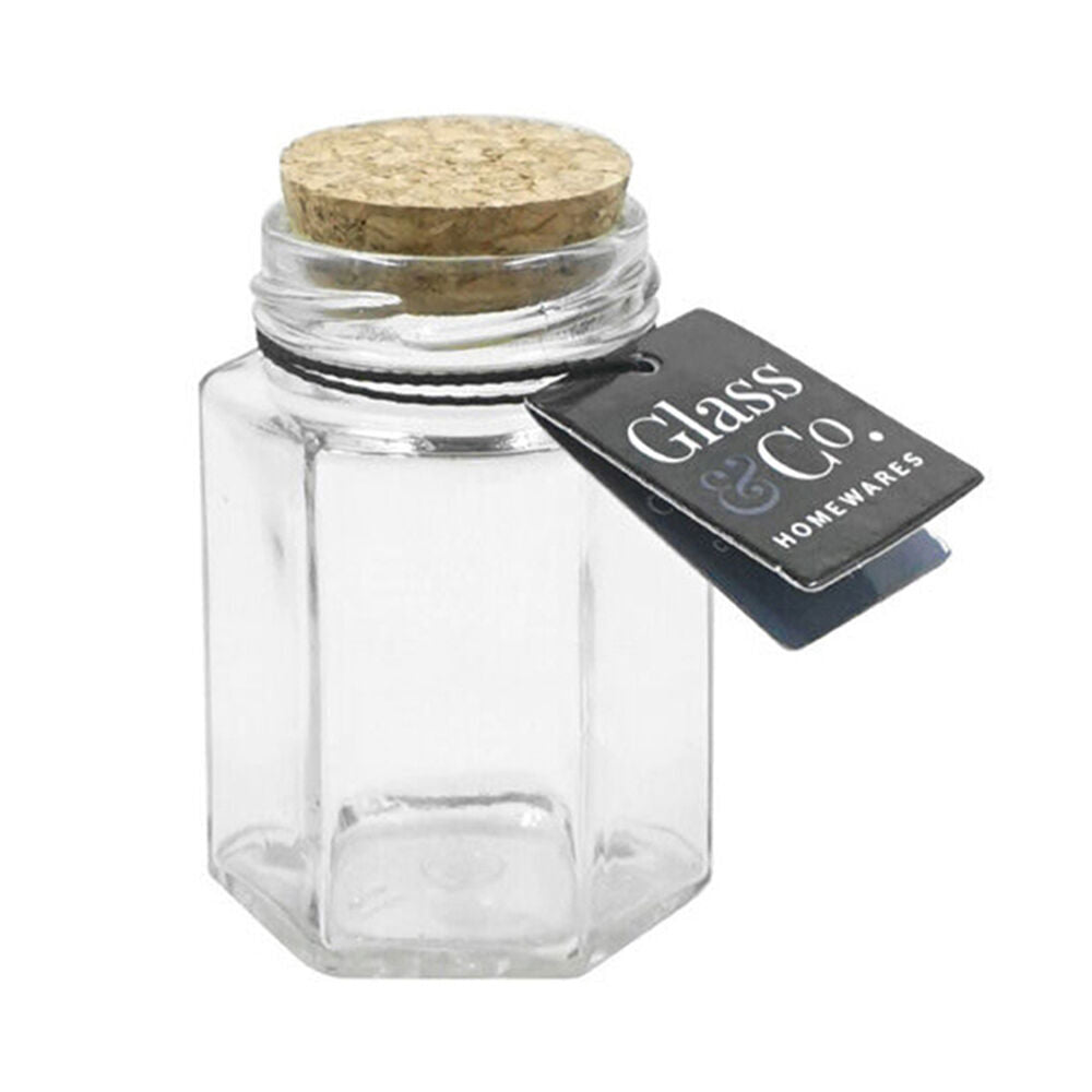 Glass & CO Courtney Push Cork Lid Hexagon Storage Bottle Jar 120ml Clear (24 Pack) — image 2