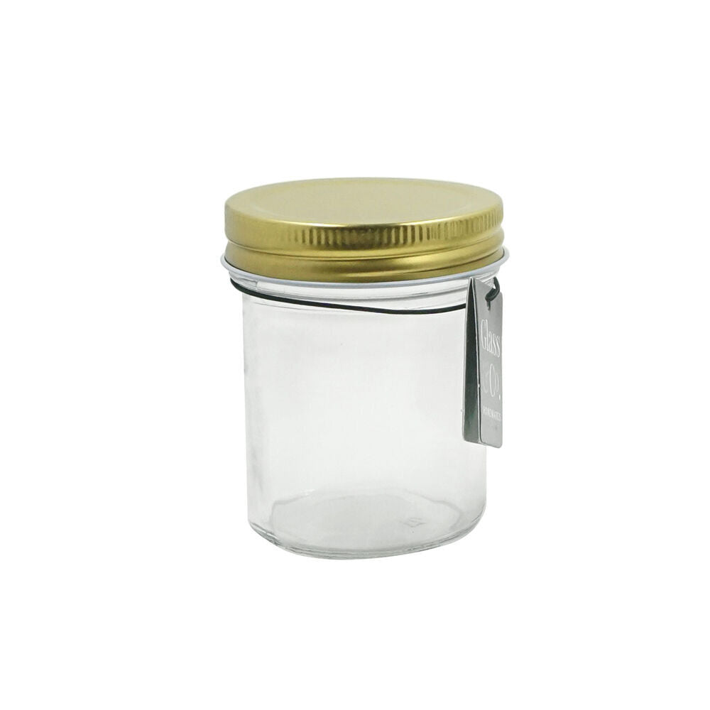 Glass & CO Cleo Glass Jar Kitchen Food Container Assorted Silver/Gold 200ml — image 2