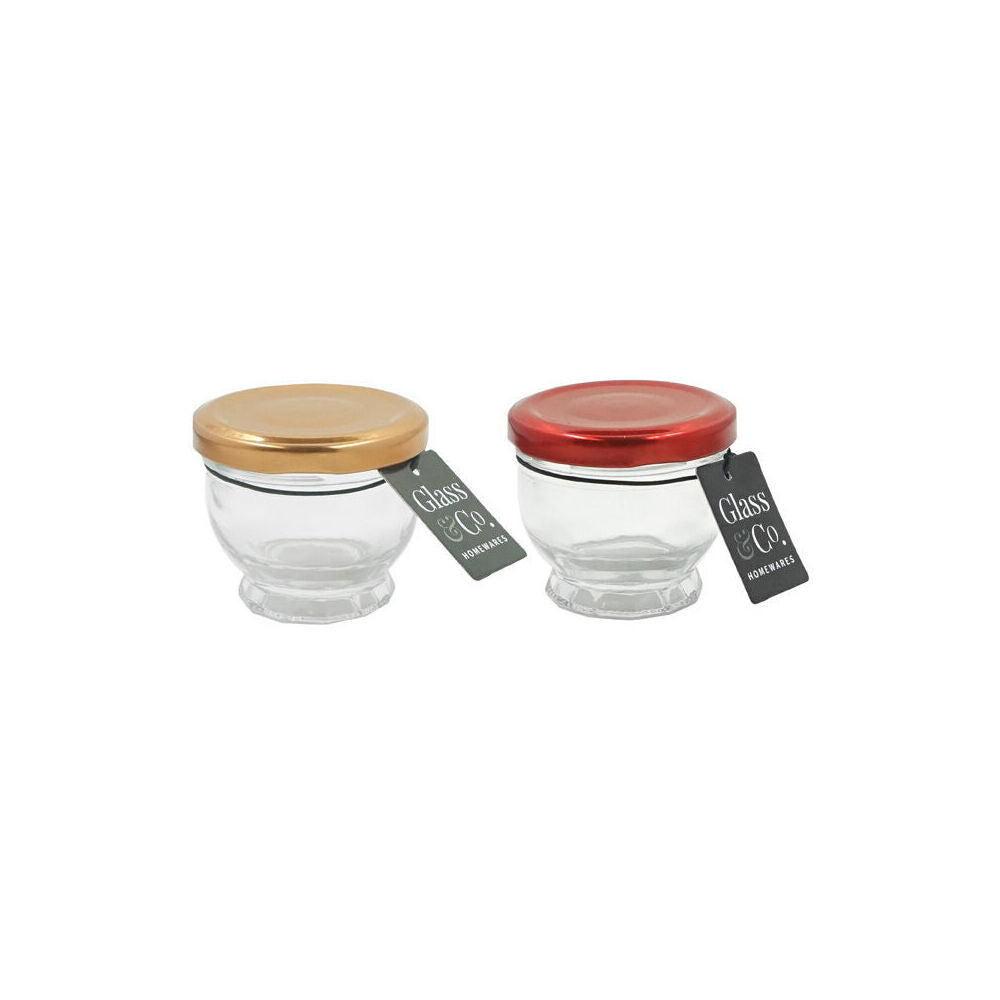 Glass & CO 80ml Clear Cleo Round Metallic Lid Jar Container Assorted — image 2