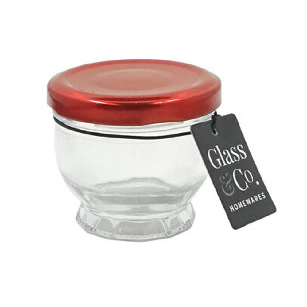 Glass & CO 80ml Clear Cleo Round Metallic Lid Jar Container Assorted
