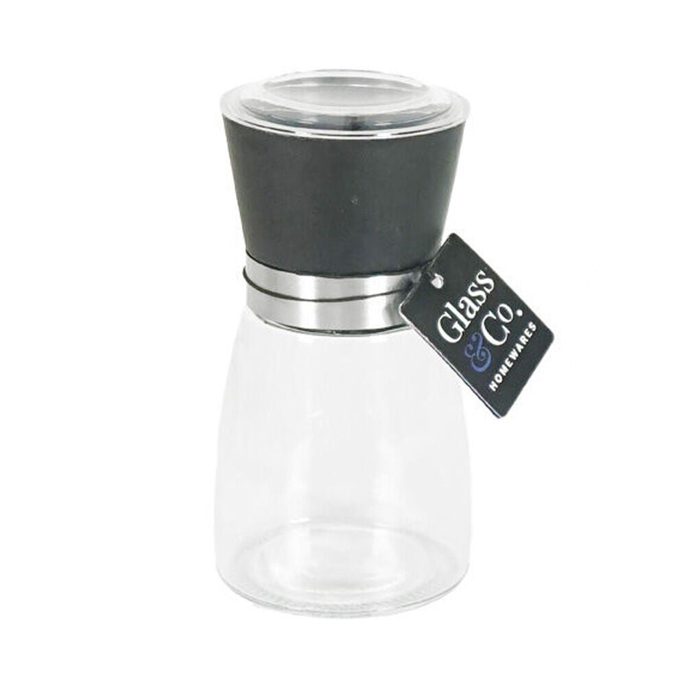 Glass & CO 200ml Black/Silver Clear Salt and Pepper Grinder Bottle