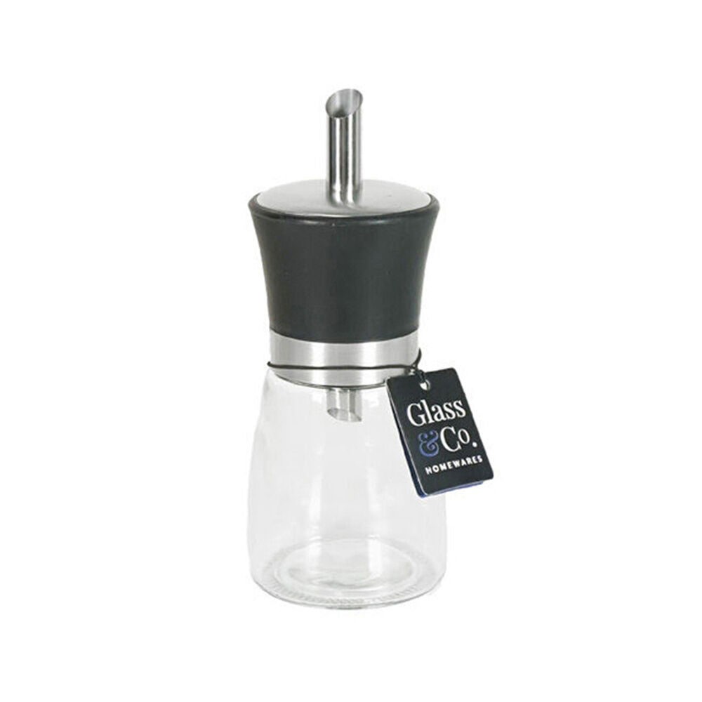 Glass & CO 200ml Black/Silver Clear Sugar Pourer Dispenser Bottle