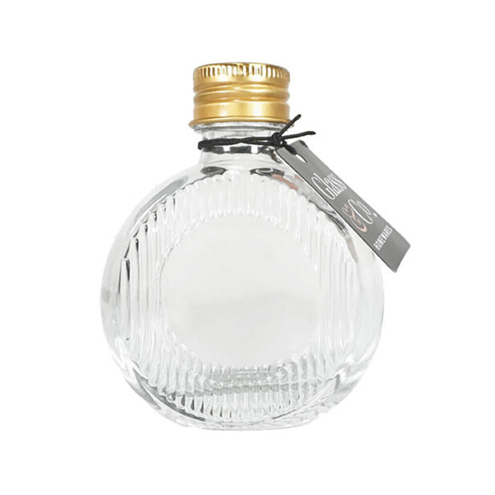 Glass & CO 60ml Clear Flat Round Gold Lid Bottle Storage Jar