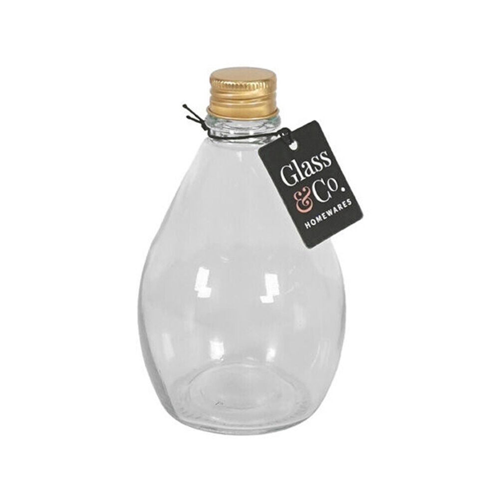 Glass & CO Round Metallic Gold Lid Bottle Storage Jar 270ml Clear (24 Pack) — image 2