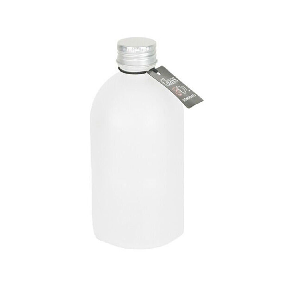 Glass & CO 330ml Clear Round Silver Lid Frosted Bottle Storage Jar