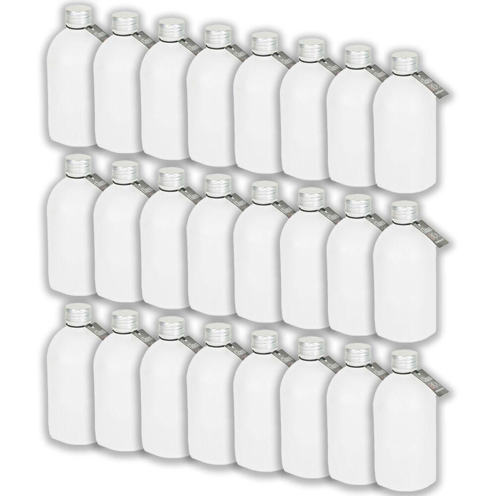 Glass & CO Round Silver Lid Frosted Bottle Storage Jar 330ml Clear (24 Pack)